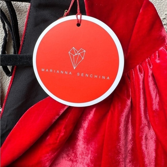 NWT MARIANNA SENCHINA Embellished Viscose & Silk Mini Dress In Red I Siz… - Picture 7 of 8